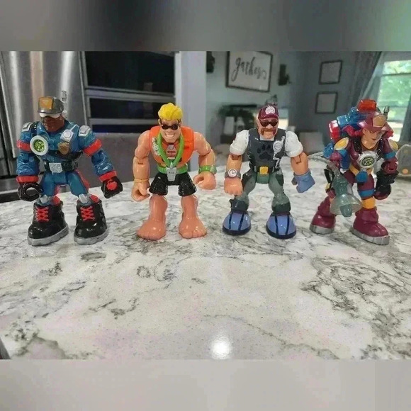 Fisher-Price Other - Mattel 1999 Rescue Heroes Jake Justice Sandy Beach  Bill Barker Wendy Waters